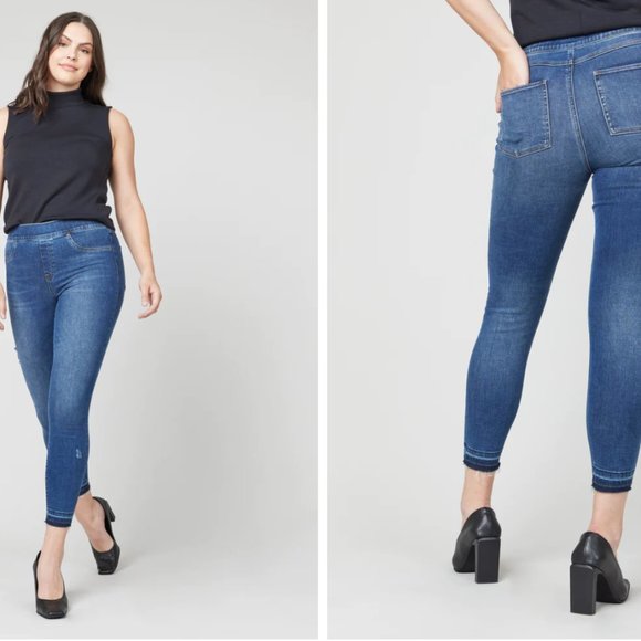 SPANX Denim - Spanx Distressed Ankle Skinny Jeans - Medium Wash, Medium